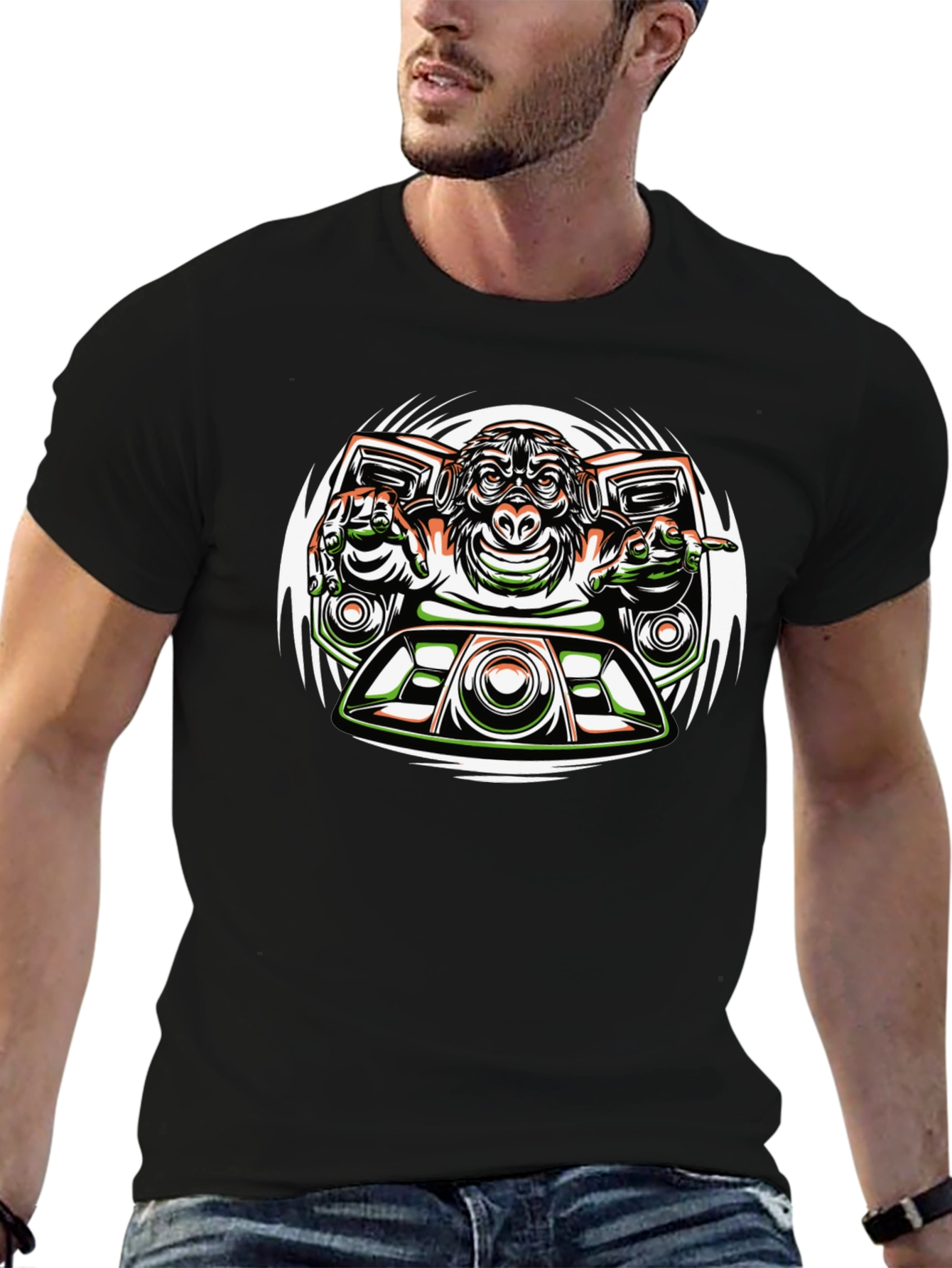DJ Monkey Graphic Tee - Cool Cartoon Ape T-Shirt