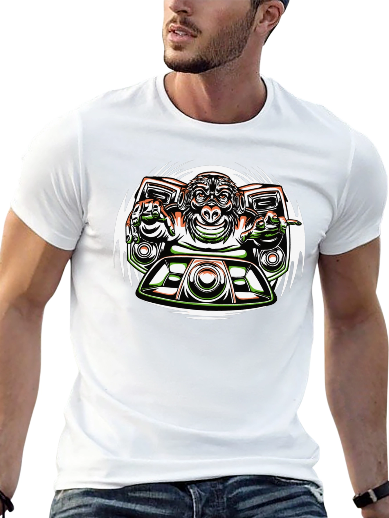 DJ Monkey Graphic Tee - Cool Cartoon Ape T-Shirt