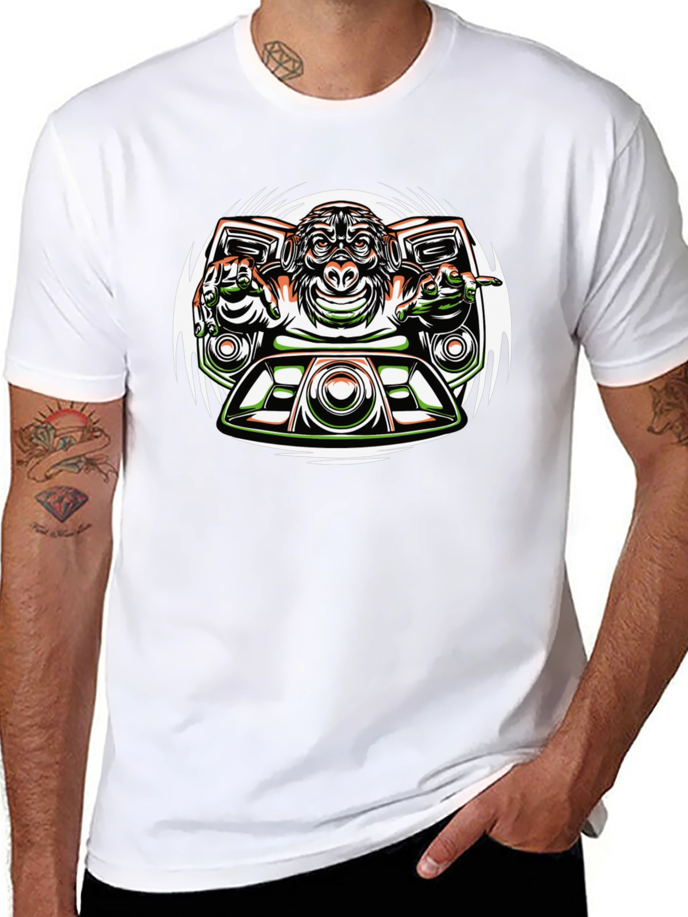 DJ Monkey Graphic Tee - Cool Cartoon Ape T-Shirt