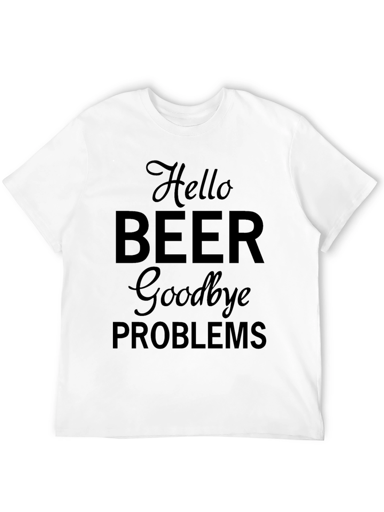 Hello Beer Goodbye Problems Black Graphic T-Shirt