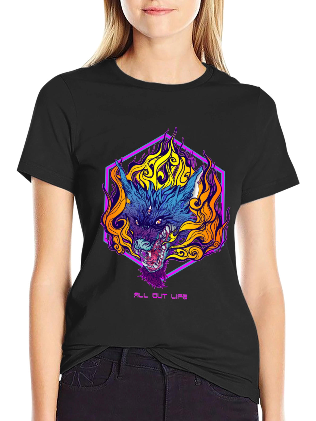 Fiery Wolf Graphic Tee - All Out Life