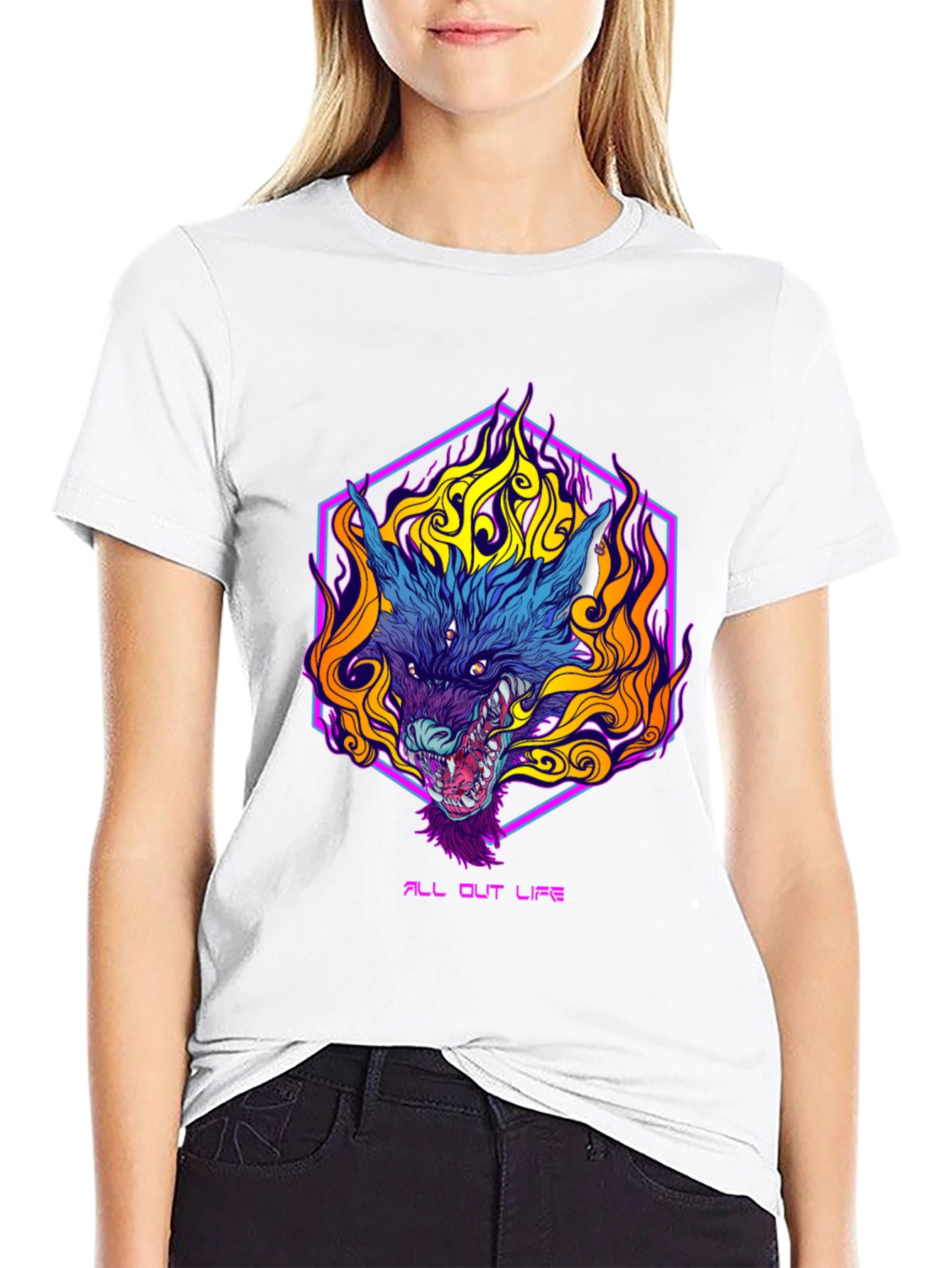 Fiery Wolf Graphic Tee - All Out Life