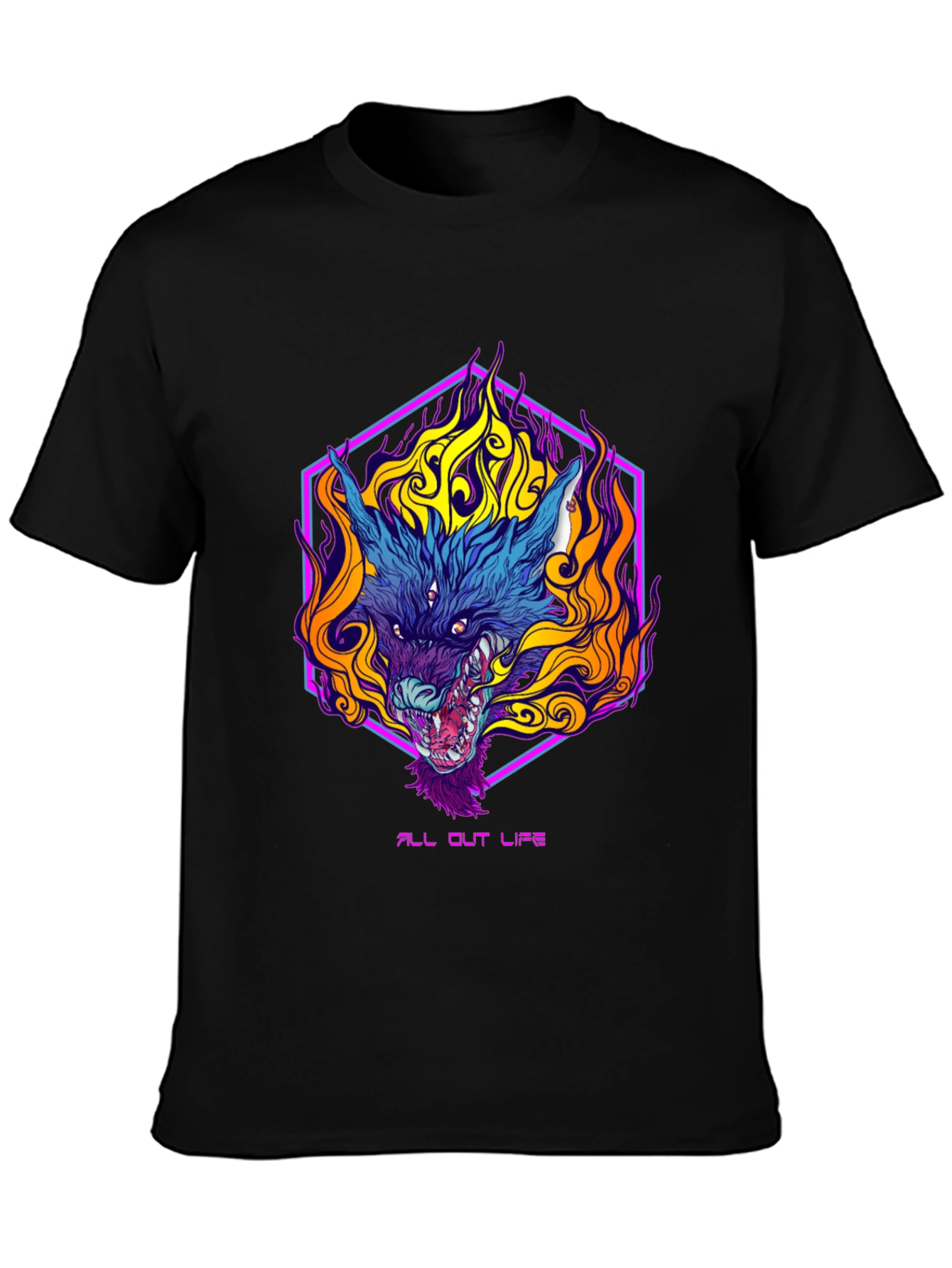 Fiery Wolf Graphic Tee - All Out Life