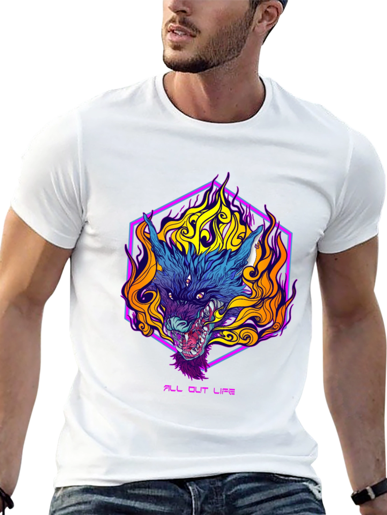 Fiery Wolf Graphic Tee - All Out Life