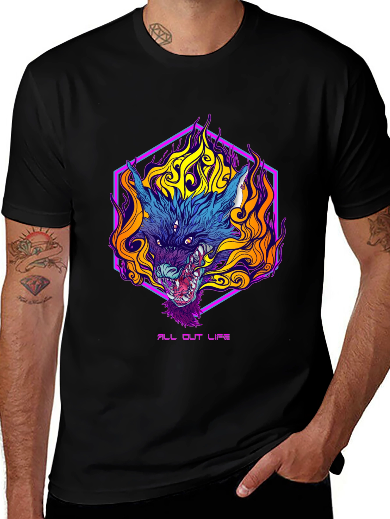 Fiery Wolf Graphic Tee - All Out Life