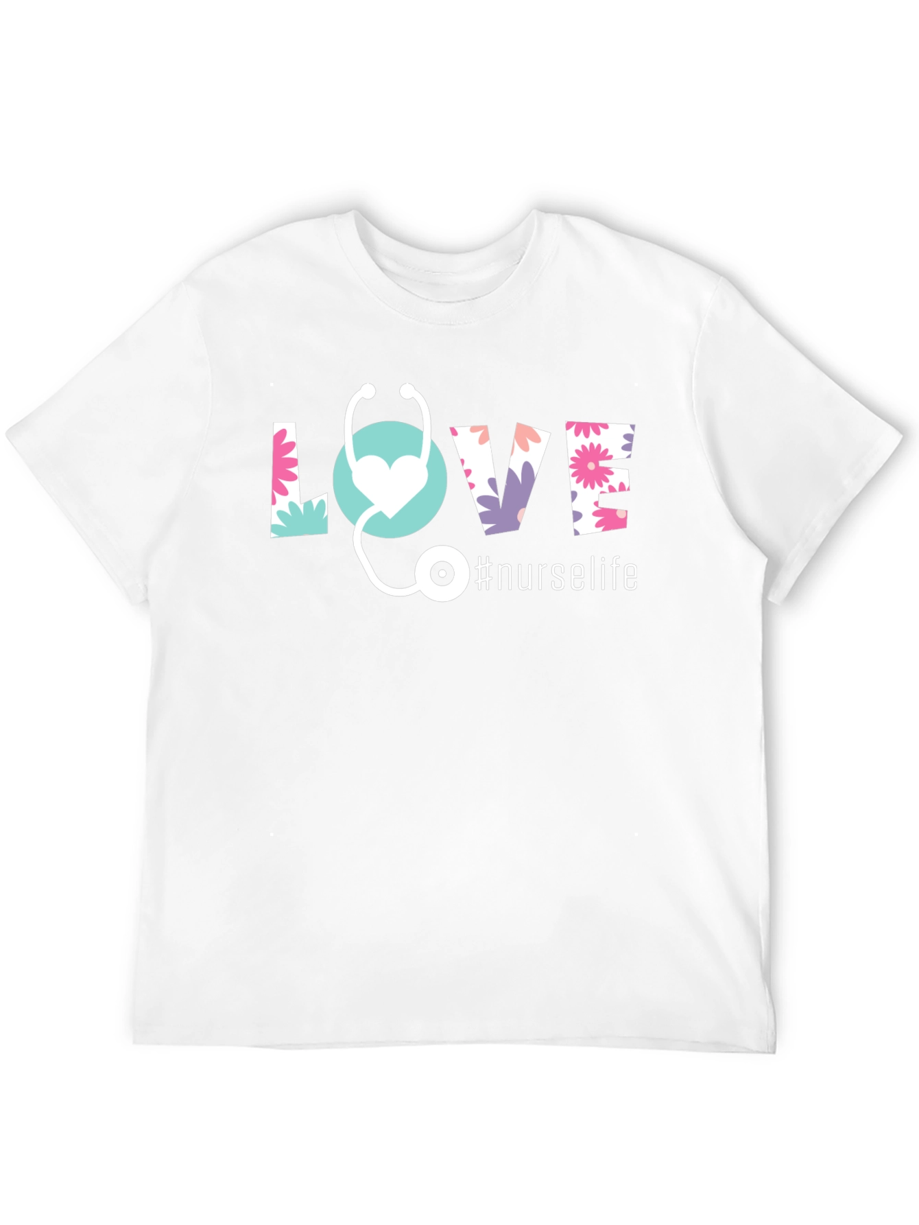 Nurse Life Floral LOVE Graphic T-Shirt