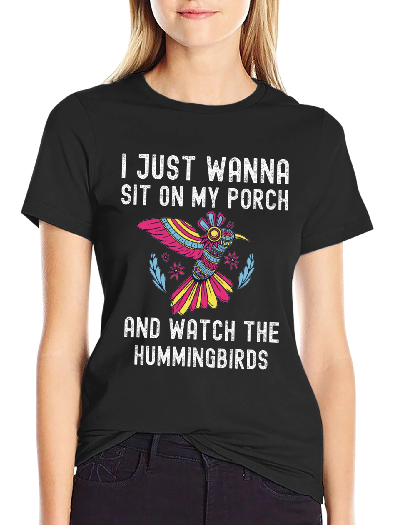 Hummingbird Porch T-Shirt - Relax & Watch!