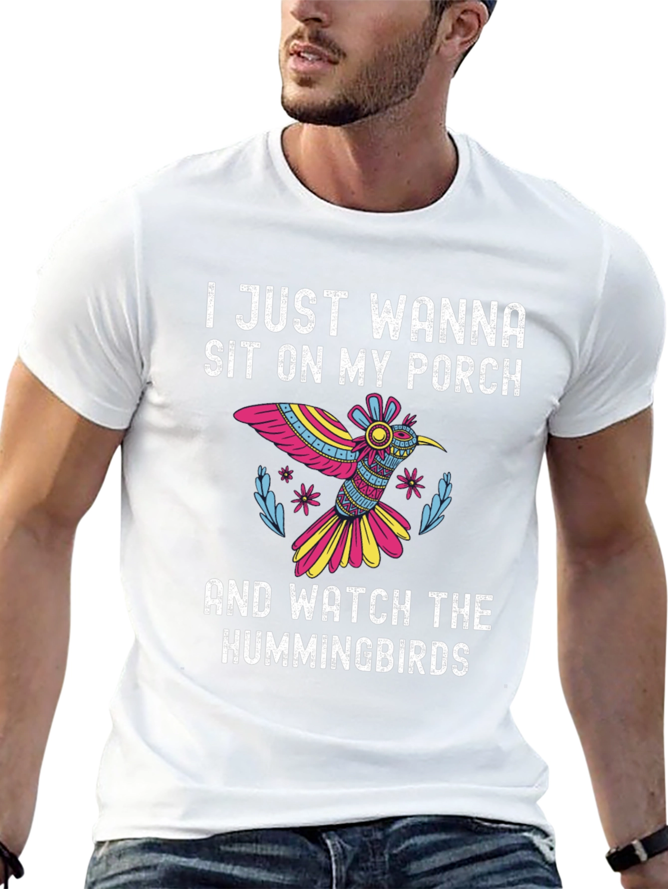 Hummingbird Porch T-Shirt - Relax & Watch!