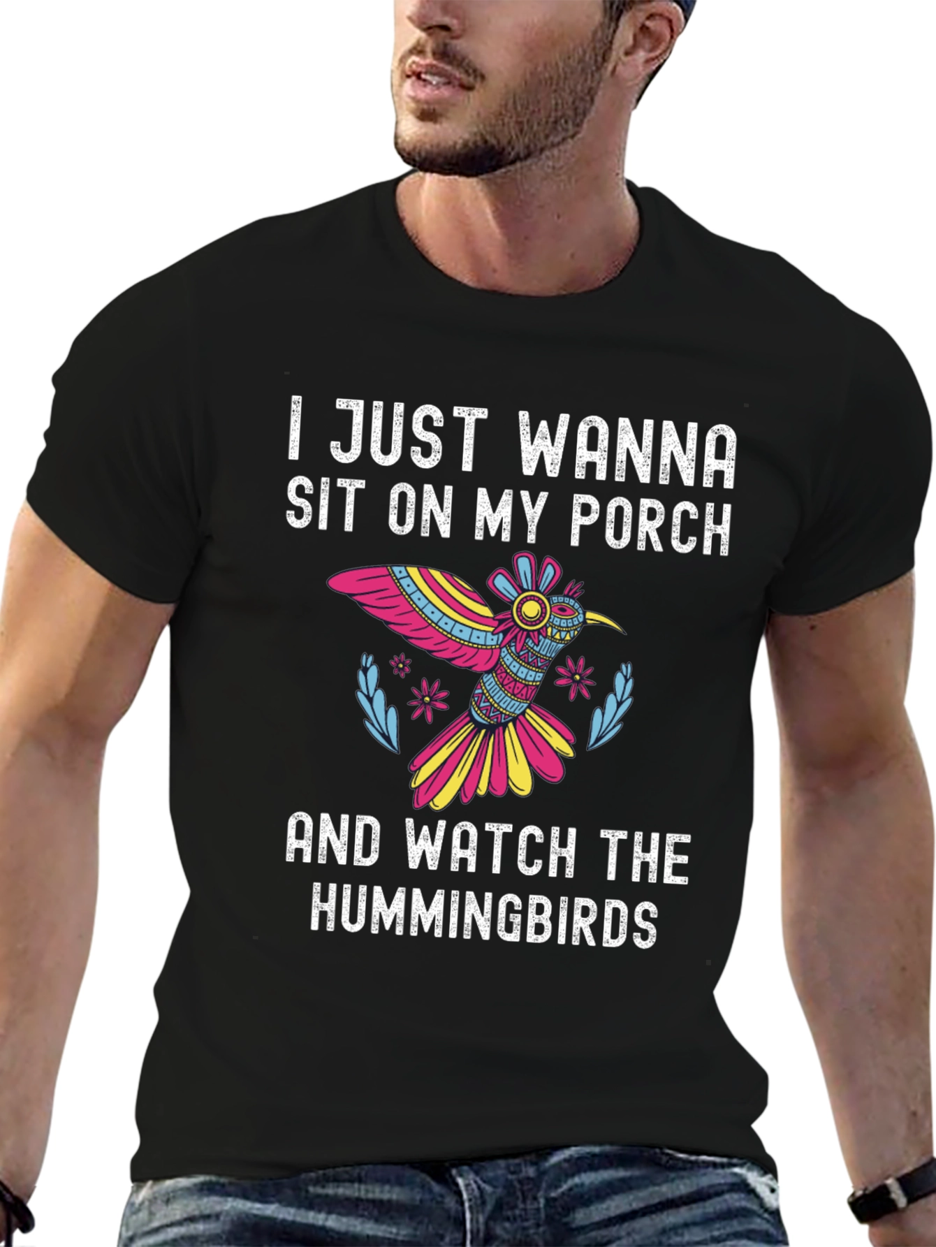 Hummingbird Porch T-Shirt - Relax & Watch!