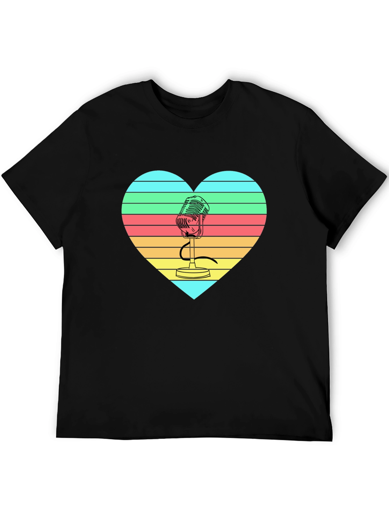 Retro Microphone Heart Graphic T-Shirt