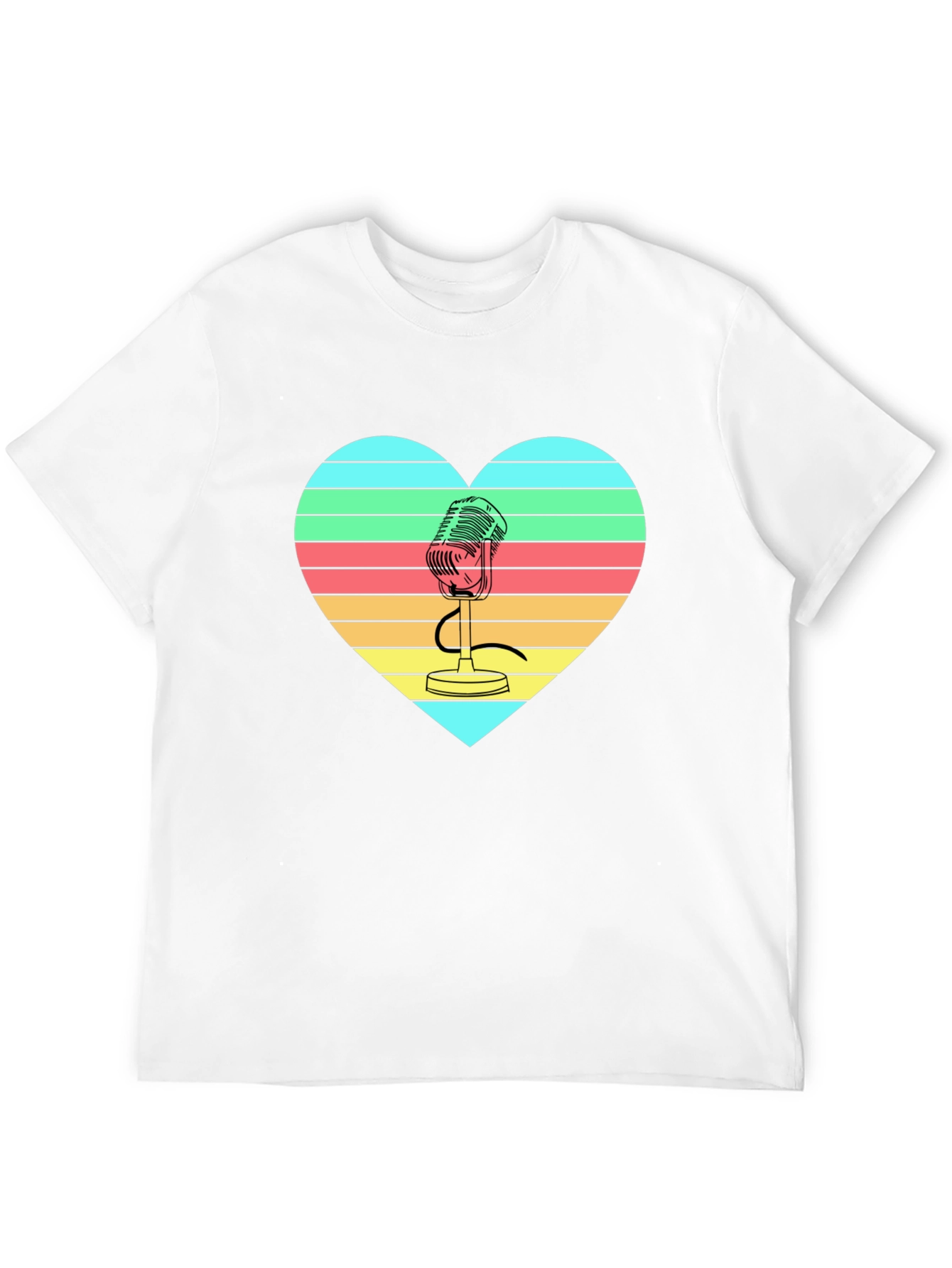 Retro Microphone Heart Graphic T-Shirt
