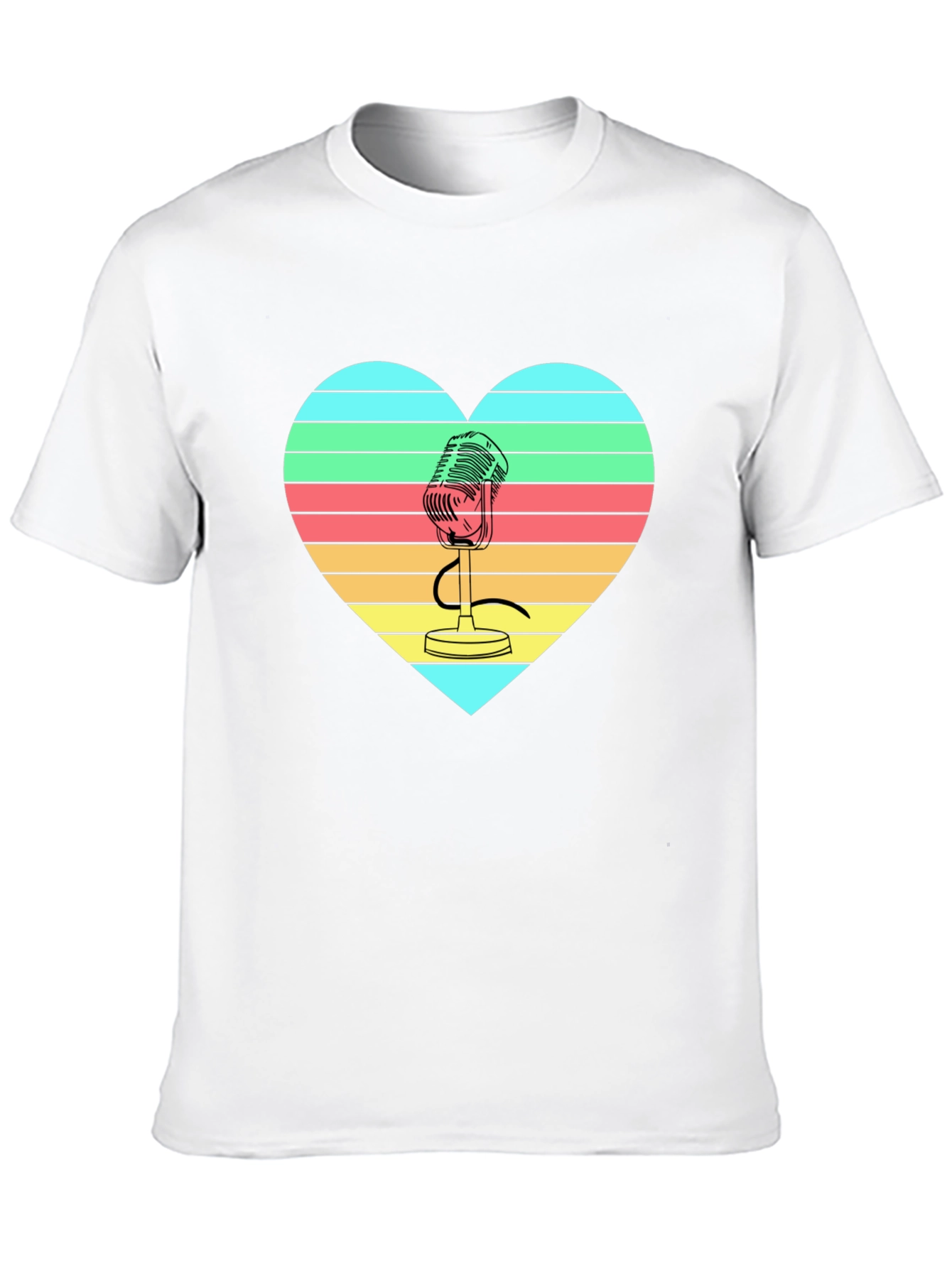 Retro Microphone Heart Graphic T-Shirt