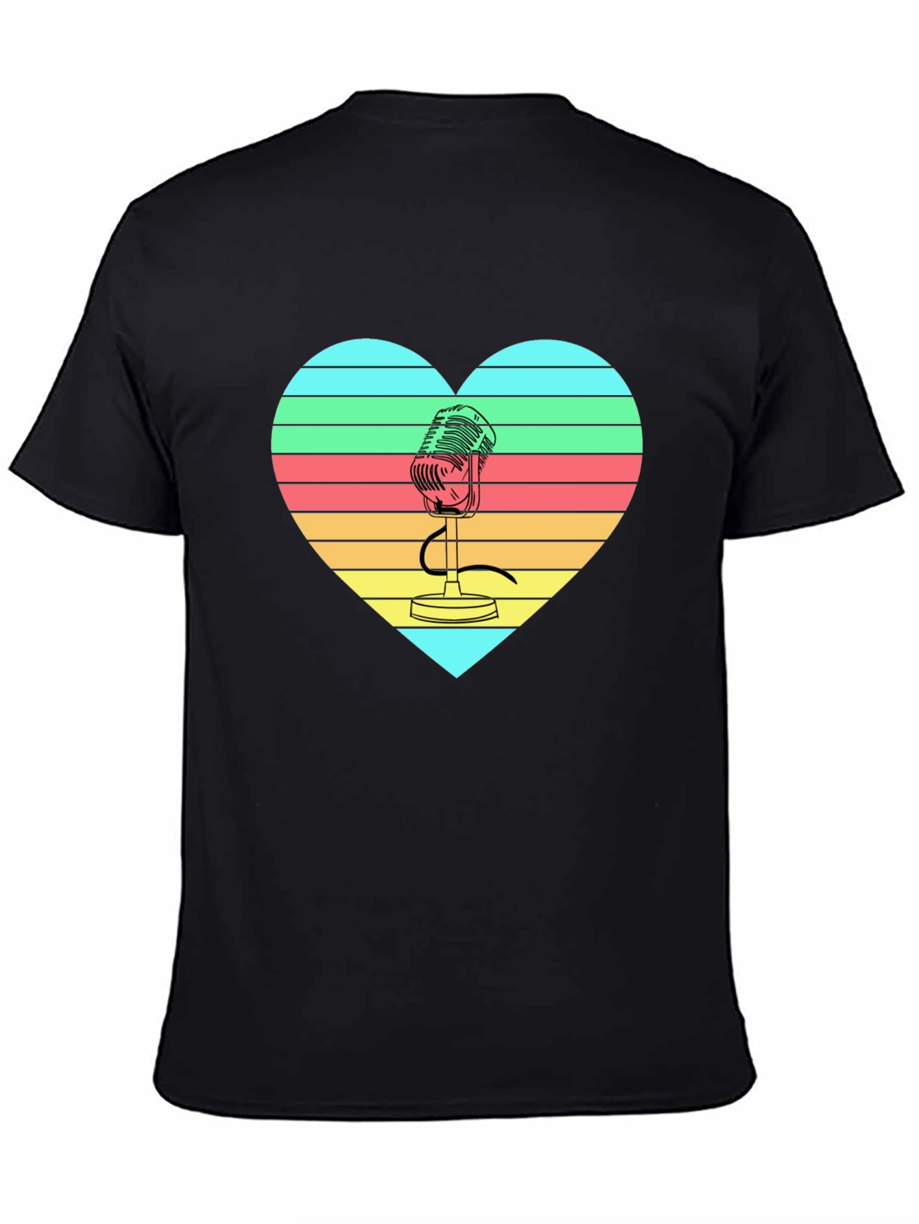 Retro Microphone Heart Graphic T-Shirt