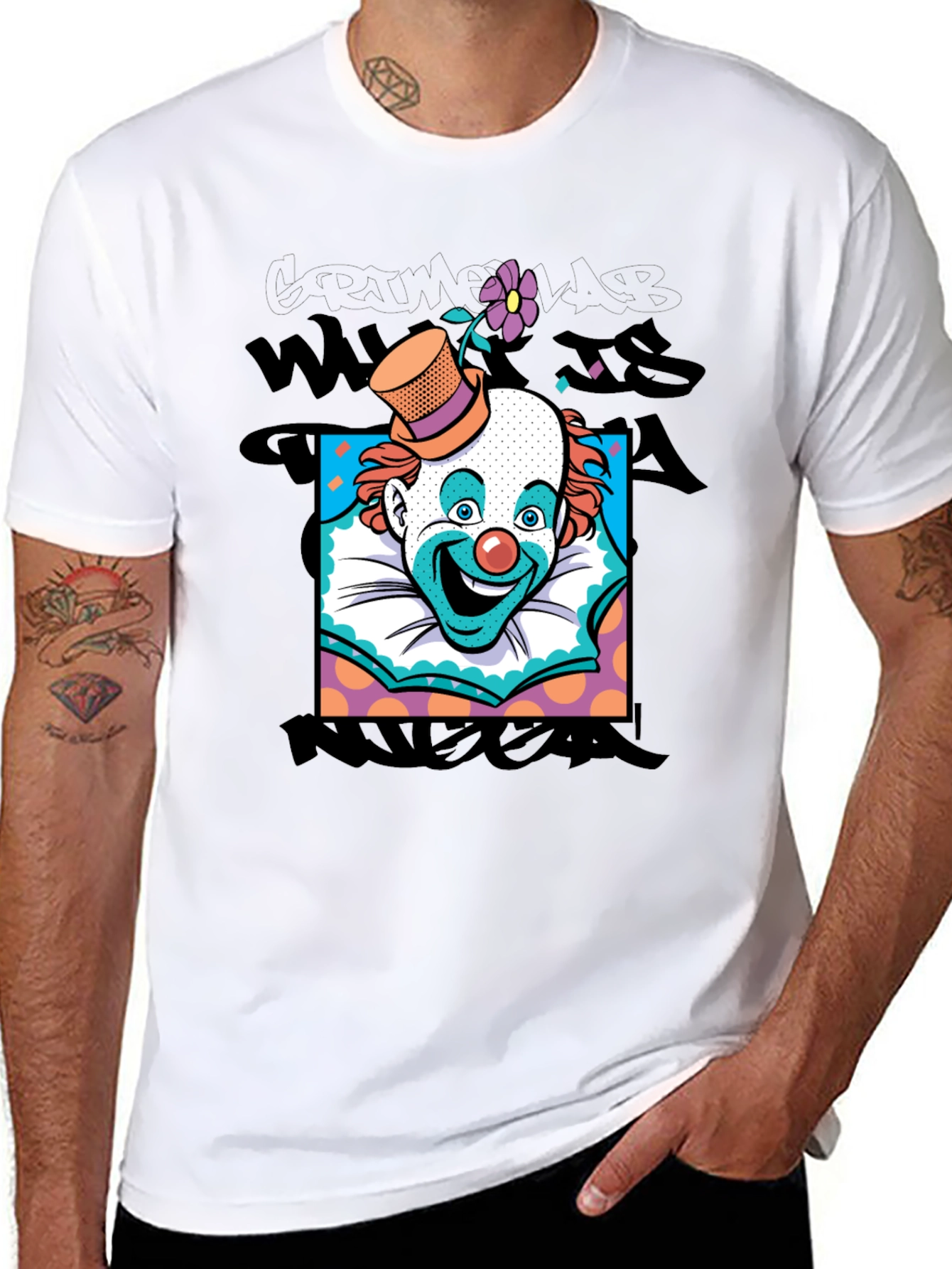 Clown Face Graphic Print Tee - Unique Design