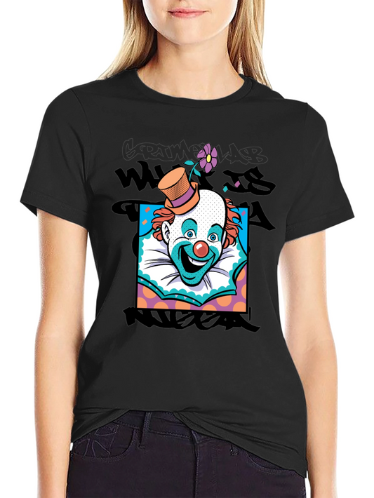 Clown Face Graphic Print Tee - Unique Design