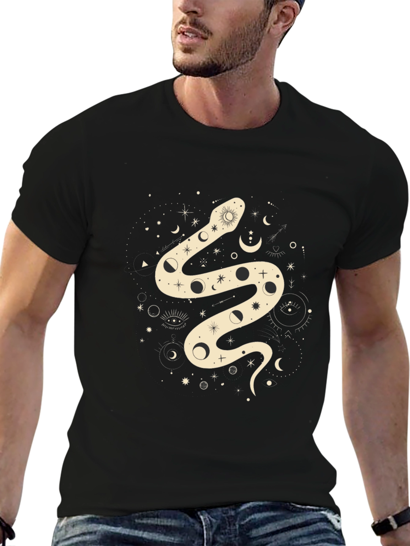 Mystic Snake Graphic Tee - Black Cotton