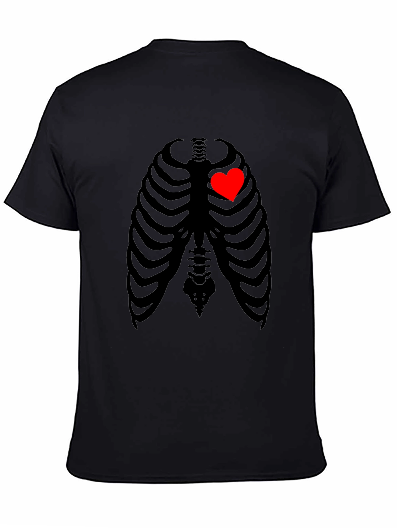 Heart Rib Cage Graphic T-Shirt - Unique Skeleton Design