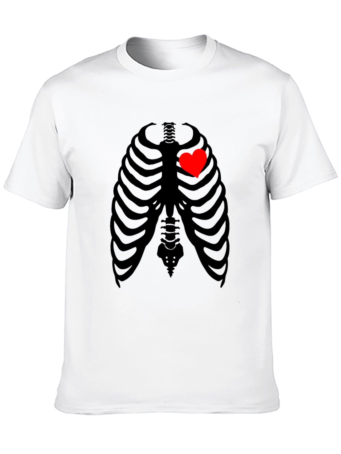 Heart Rib Cage Graphic T-Shirt - Unique Skeleton Design