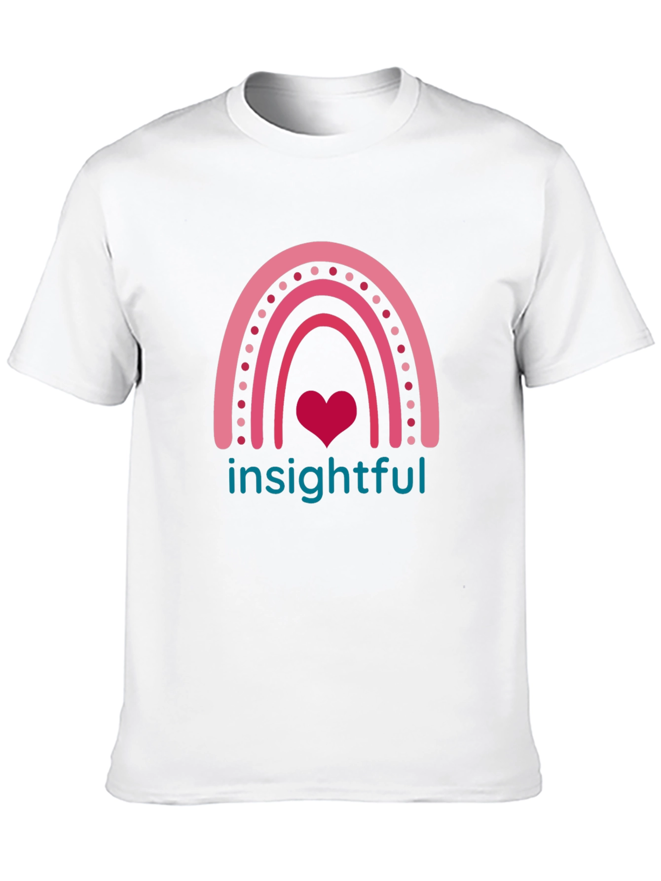 Insightful Rainbow Heart Tee - Black Casual T-Shirt