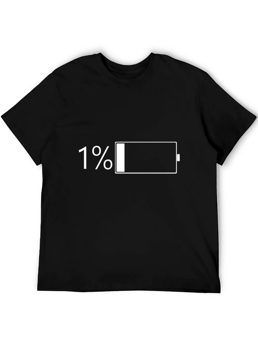 1% Battery Black T-Shirt - Low Power Mode