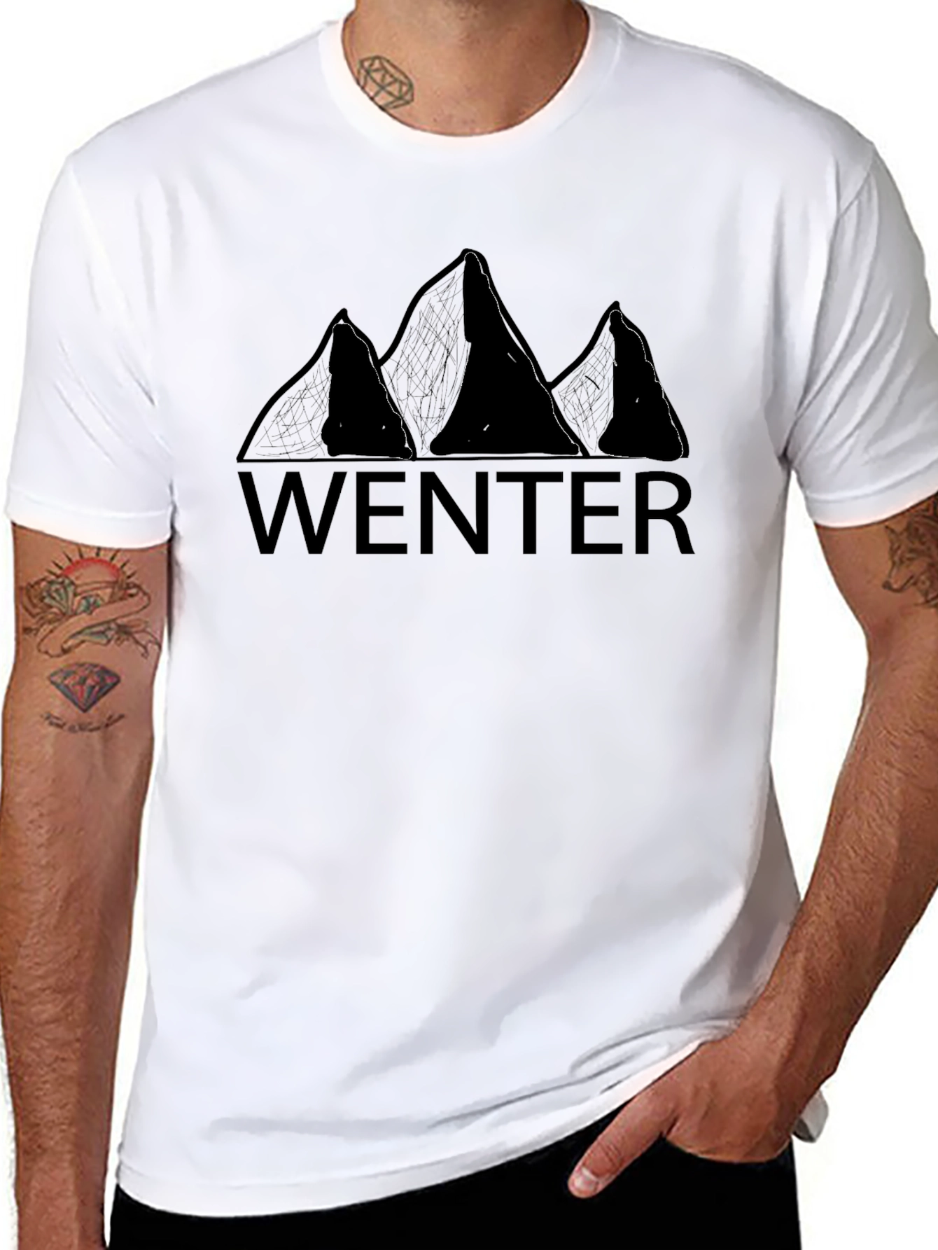 WENTER Mountain Graphic Print T-Shirt - Black