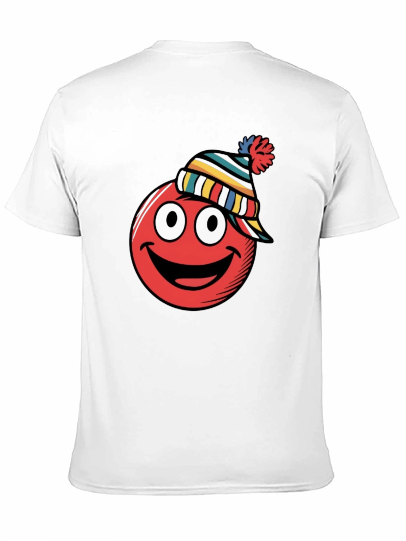 Red Smiley Face Winter Hat Graphic Tee