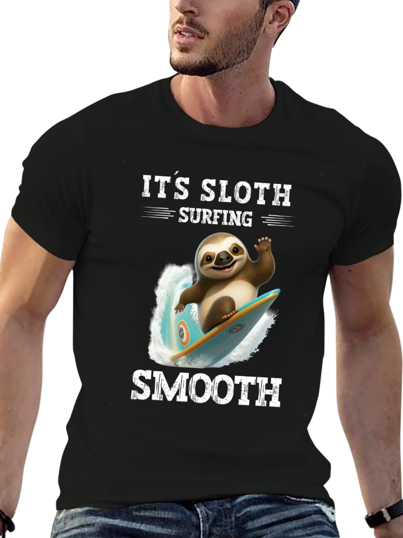 Sloth Surfing Smooth T-Shirt
