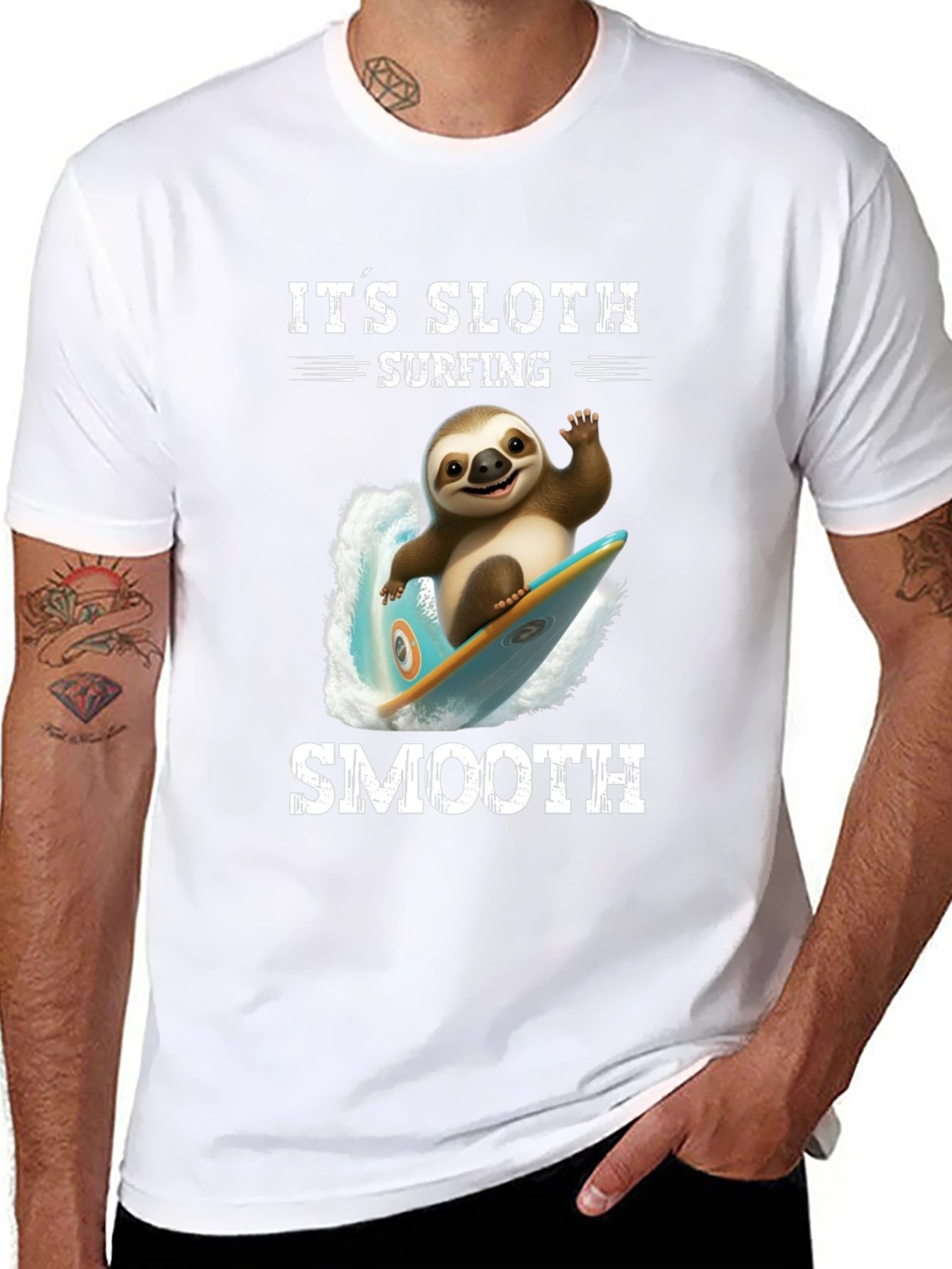 Sloth Surfing Smooth T-Shirt