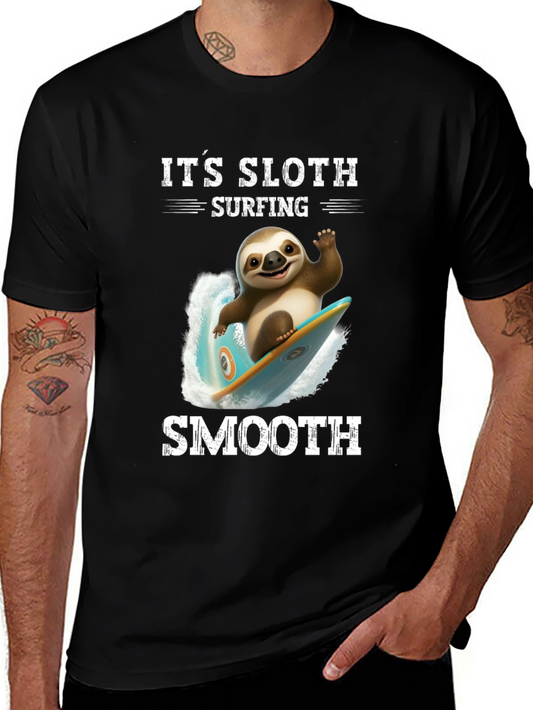 Sloth Surfing Smooth T-Shirt