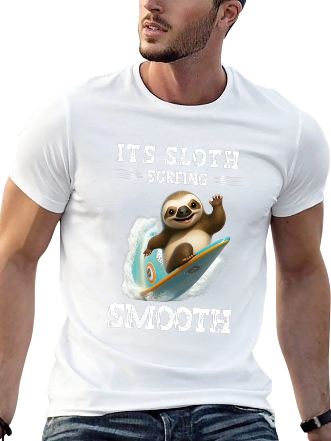 Sloth Surfing Smooth T-Shirt