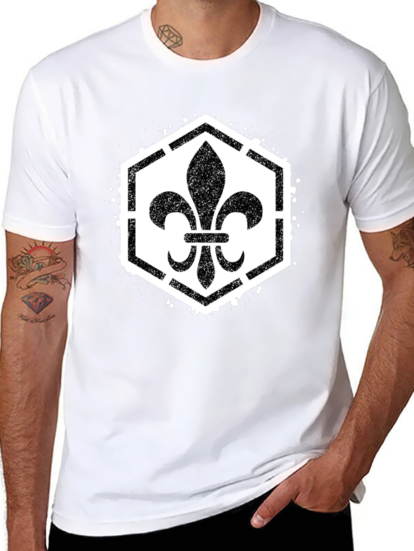 Fleur-de-Lis Graphic Tee - Black Cotton Casual Wear