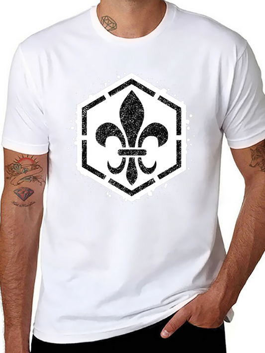 Fleur-de-Lis Graphic Tee - Black Cotton Casual Wear