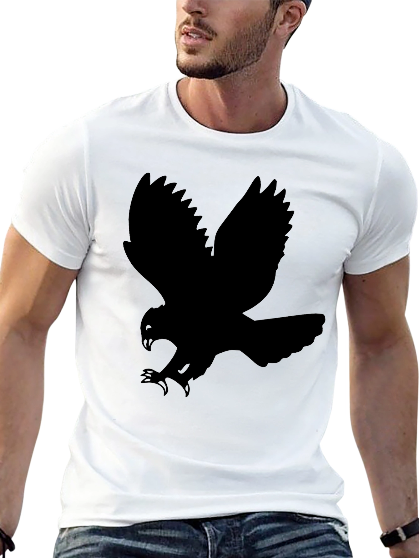 Mens Black T-Shirt - Abstract Bird Graphic