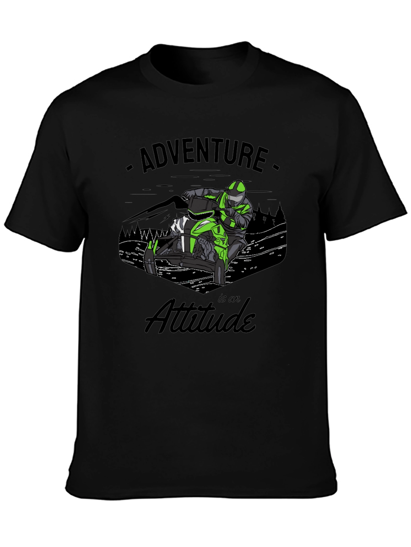 Adventure Attitude Black Graphic T-Shirt