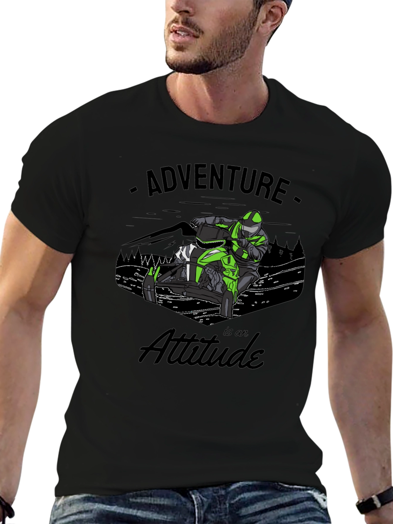 Adventure Attitude Black Graphic T-Shirt
