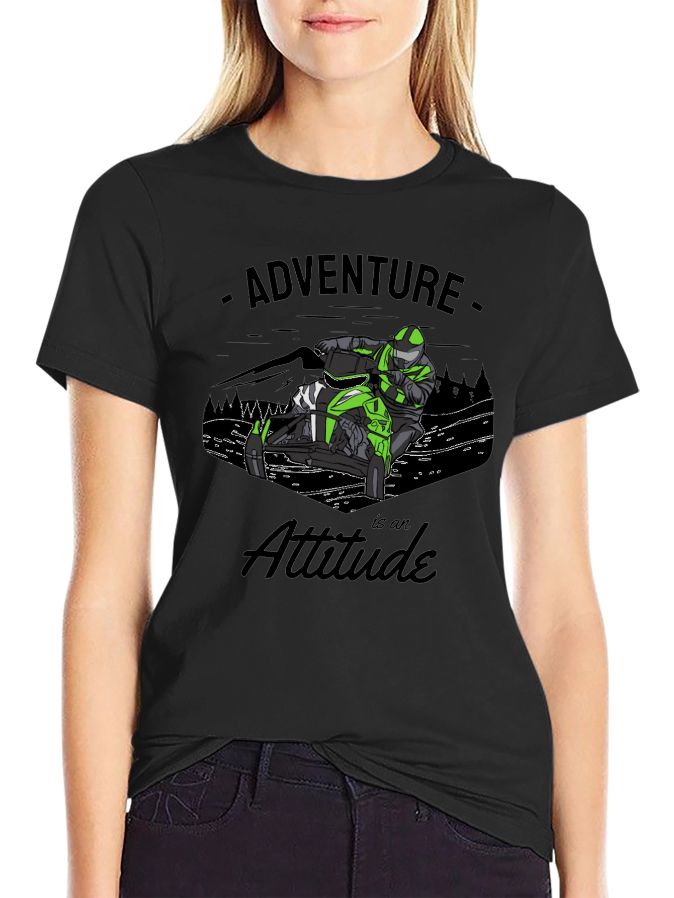 Adventure Attitude Black Graphic T-Shirt