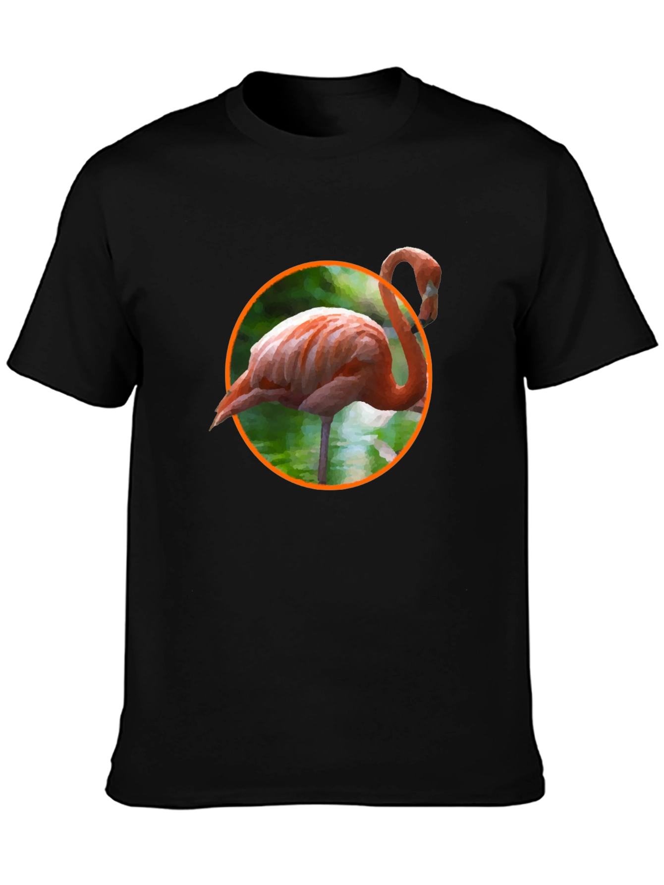 Flamingo Graphic Print Black T-Shirt