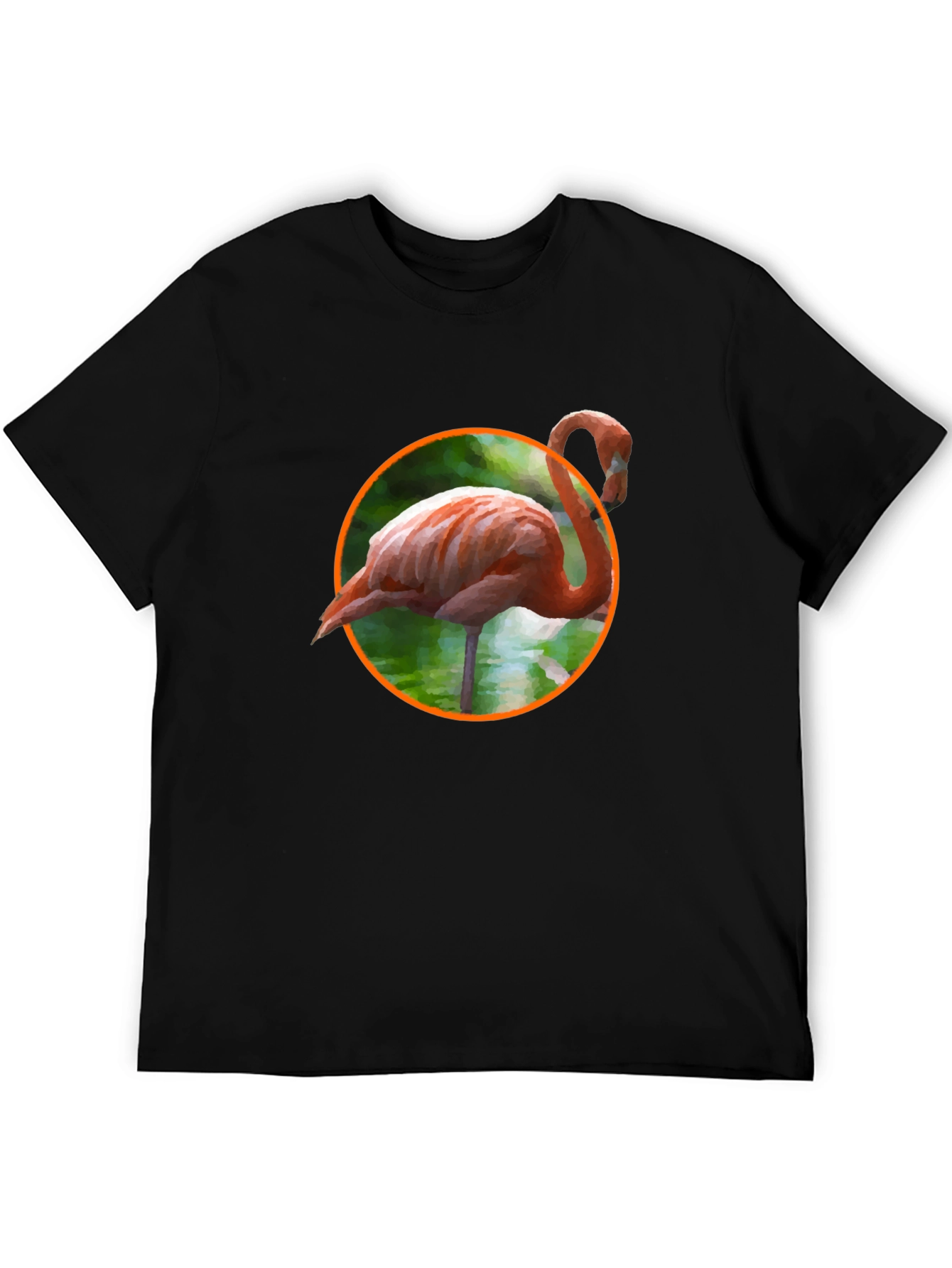 Flamingo Graphic Print Black T-Shirt