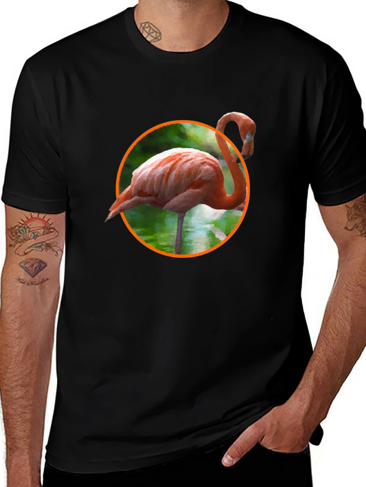Flamingo Graphic Print Black T-Shirt