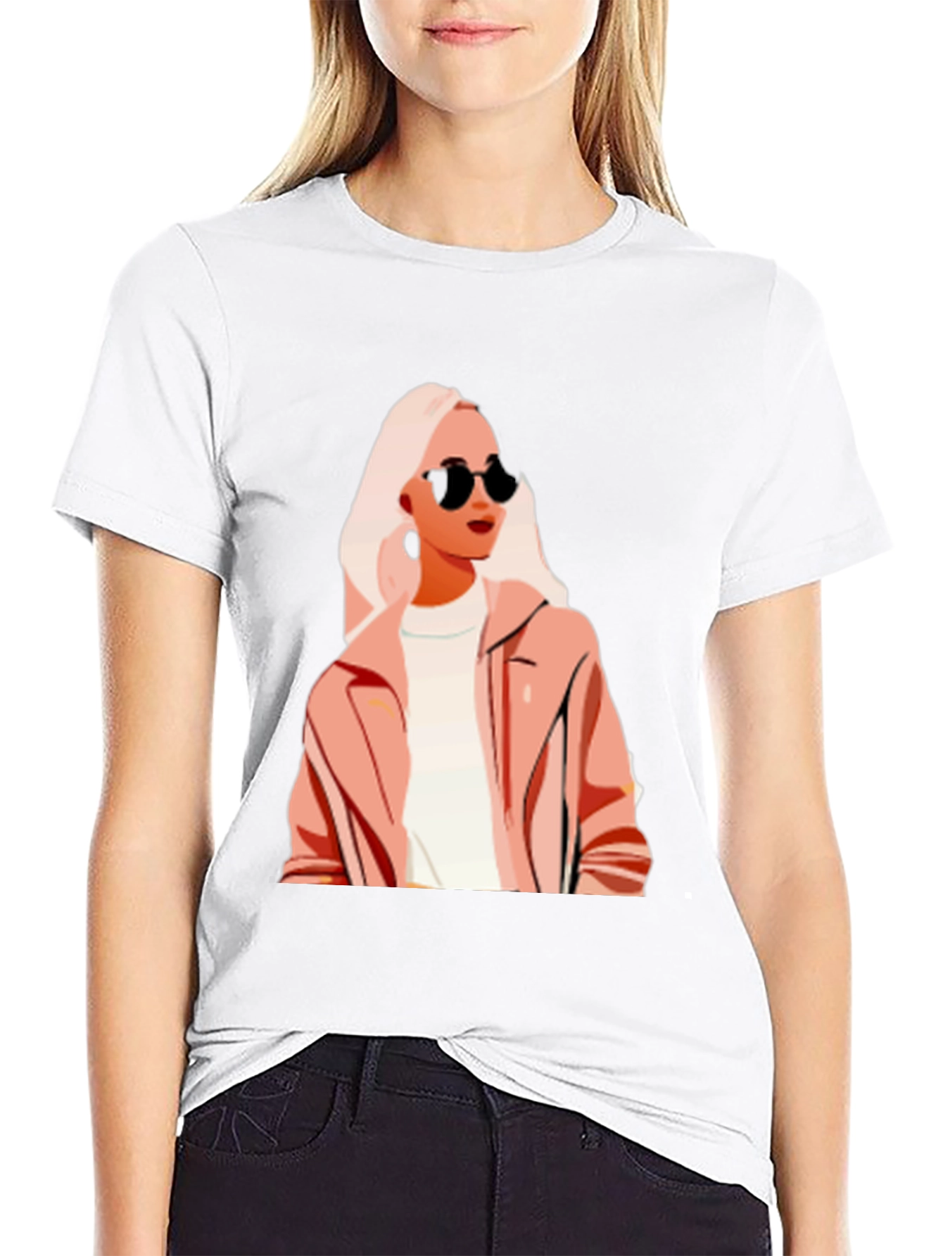Stylish Woman Graphic Print Black T-Shirt