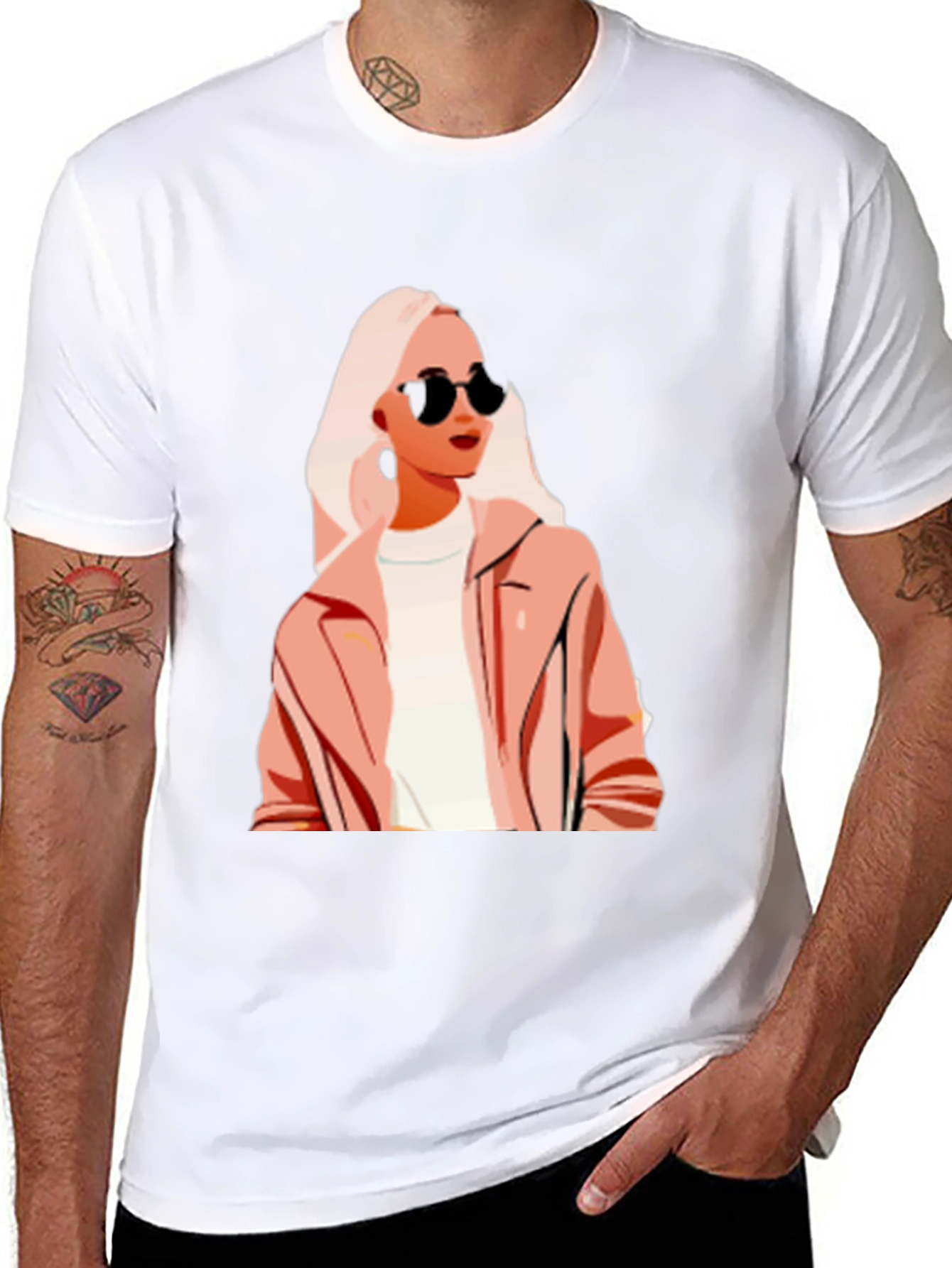 Stylish Woman Graphic Print Black T-Shirt
