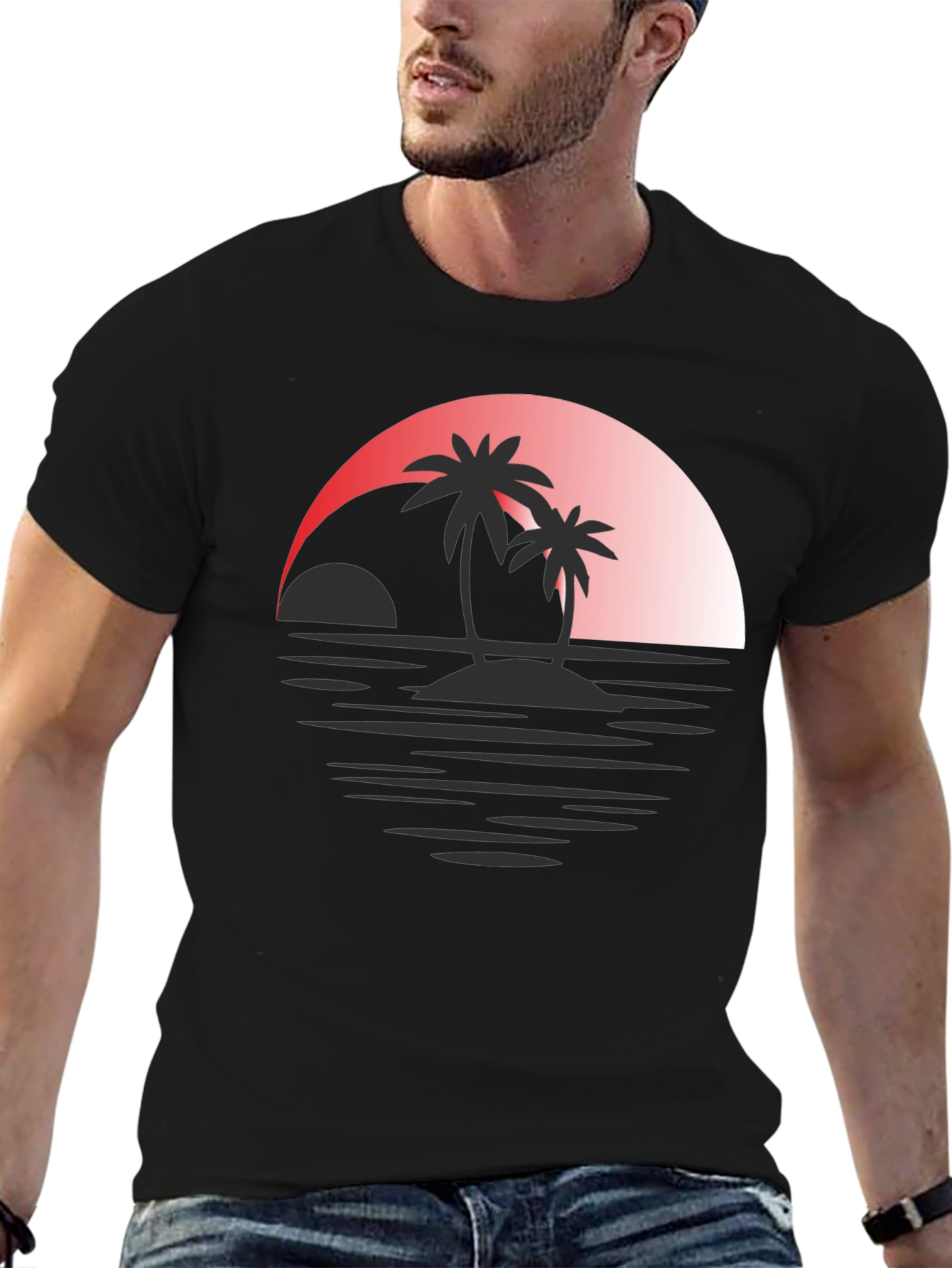 Sunset Palms Graphic Tee - Tropical Island T-Shirt