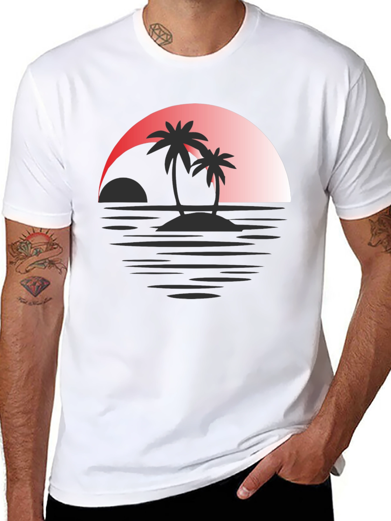 Sunset Palms Graphic Tee - Tropical Island T-Shirt