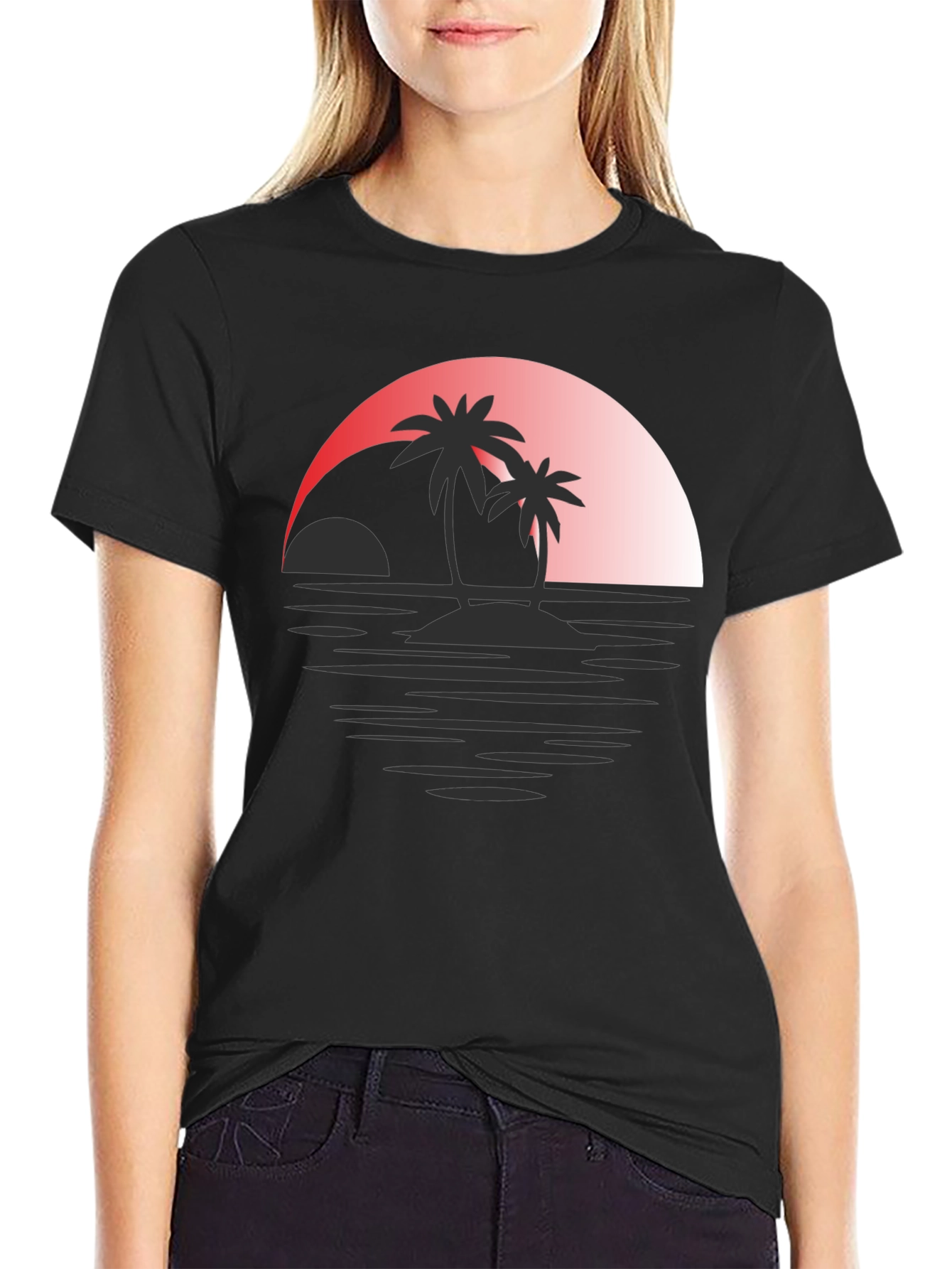 Sunset Palms Graphic Tee - Tropical Island T-Shirt