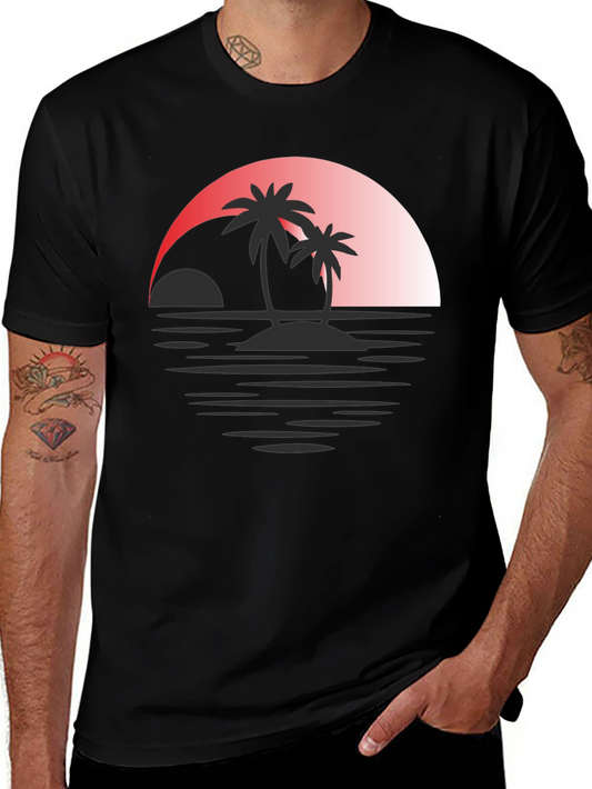 Sunset Palms Graphic Tee - Tropical Island T-Shirt