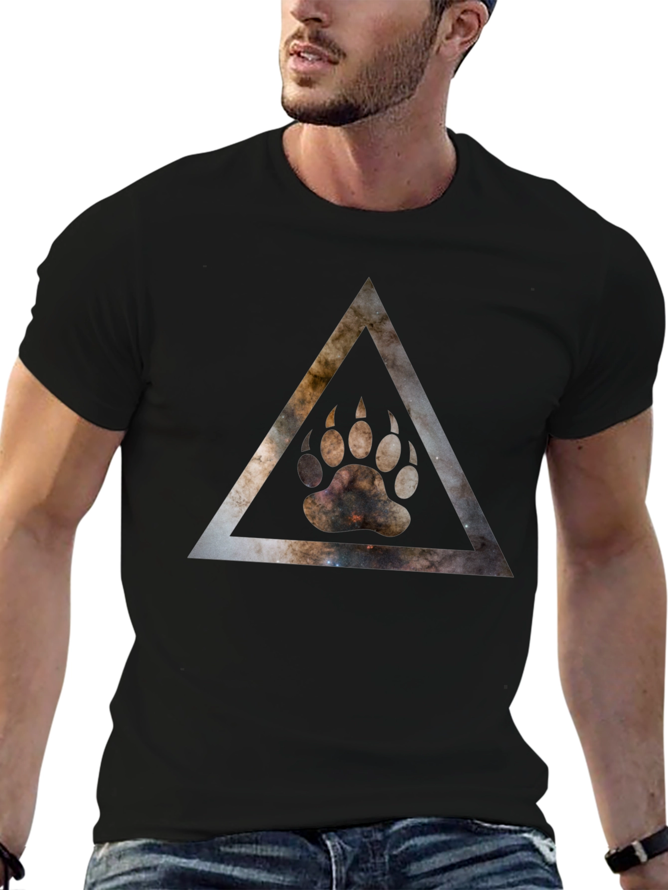 Cosmic Bear Paw Triangle Graphic T-Shirt