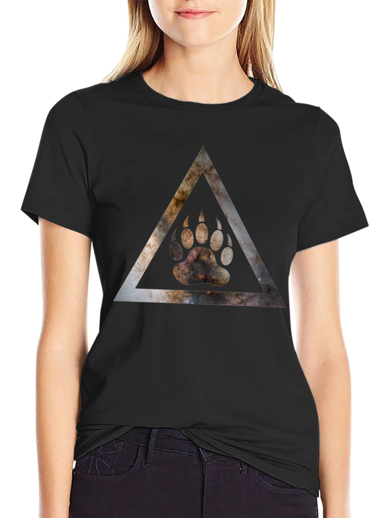 Cosmic Bear Paw Triangle Graphic T-Shirt
