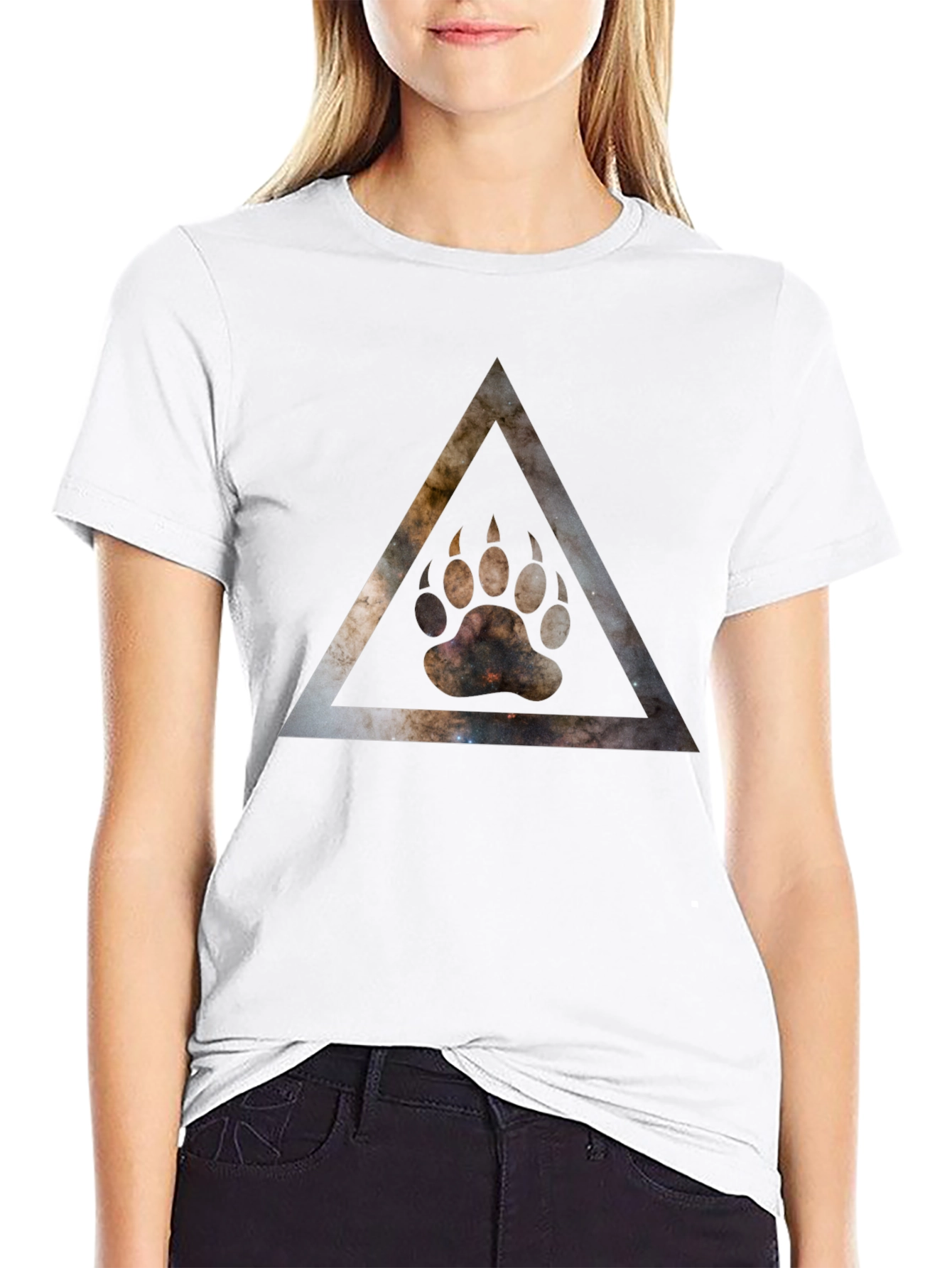 Cosmic Bear Paw Triangle Graphic T-Shirt