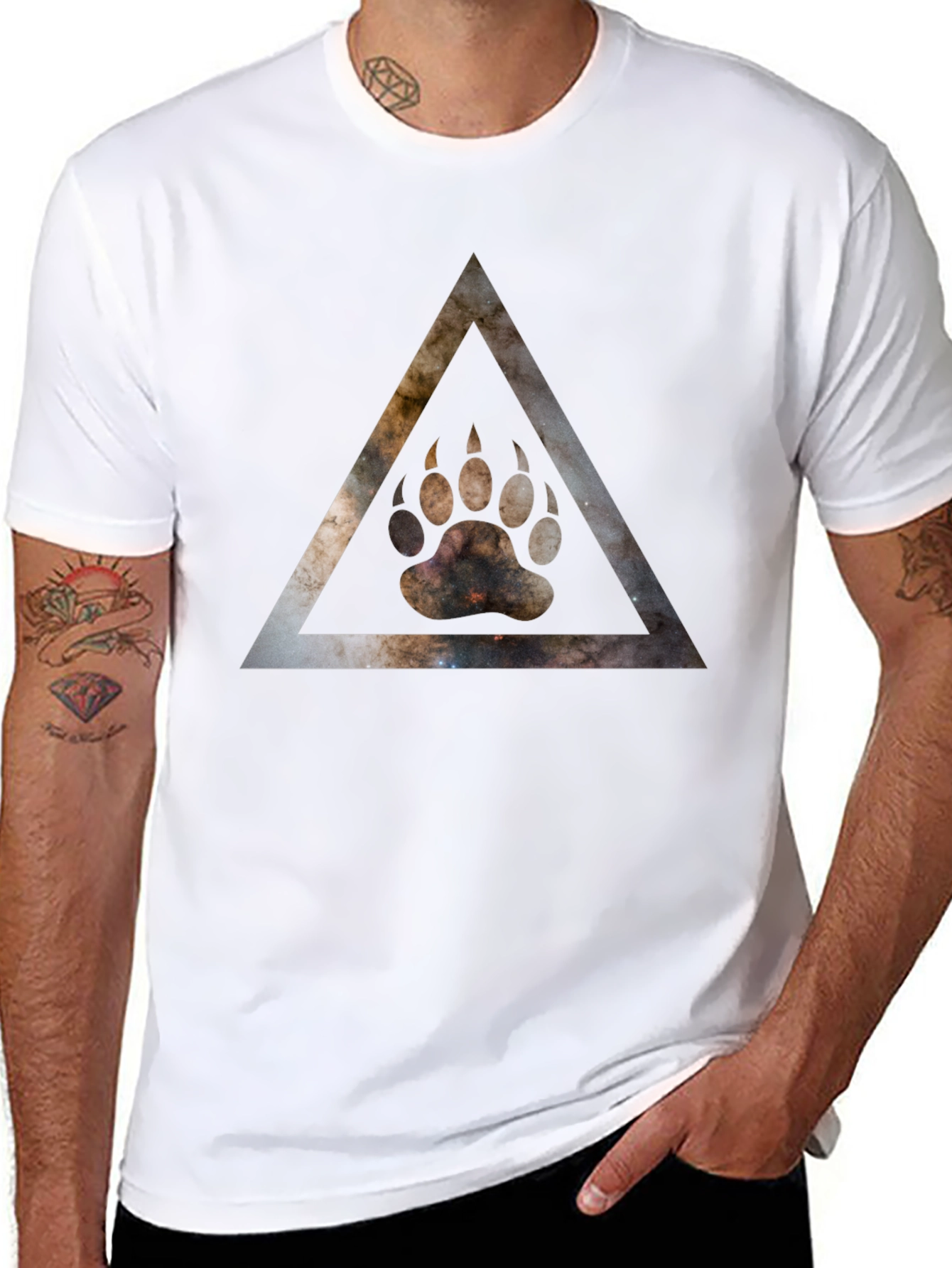 Cosmic Bear Paw Triangle Graphic T-Shirt
