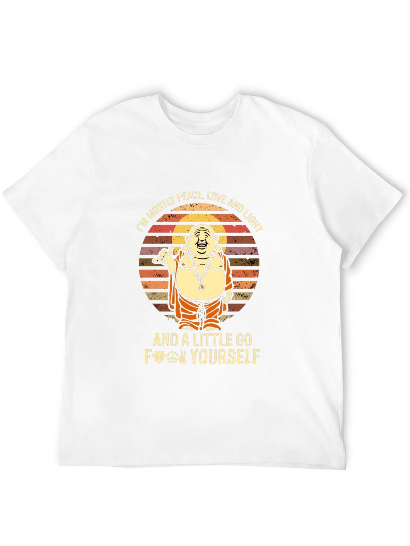 Peace Love Light Go Yourself Funny Buddha Graphic Tee